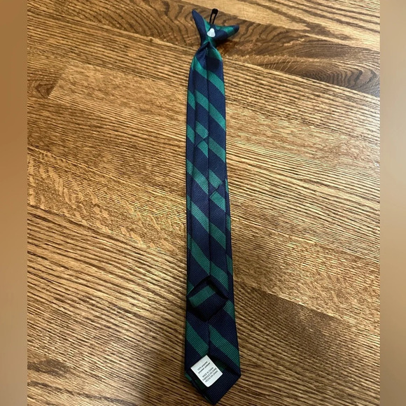 Boys Navy Green Striped Neck Tie Preppy Dressy Formal School Uniform 14.75” - Picture 2 of 4
